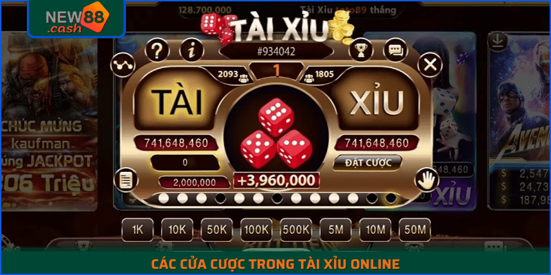 Các cửa cược trong tài xỉu online